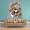 תמונת זכוכית אריה גאומטרי צבעוני אפור לעיצוב הבית על קיר בסלון