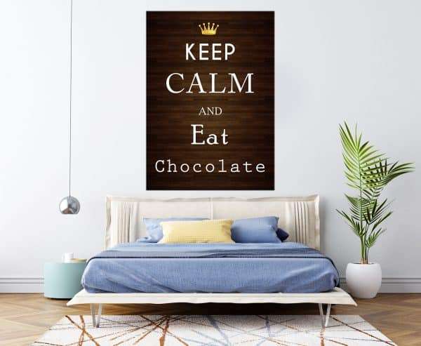 תמונת קנבס הישאר רגוע ואכול שוקולד לסלון לעיצוב הבית
