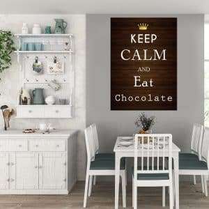 תמונת קנבס הישאר רגוע ואכול שוקולד לסלון לעיצוב הבית