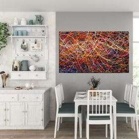 תמונת קנבס - אבסטרקט קווי ציור צבעוניים לסלון לעיצוב הבית
