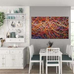 תמונת קנבס - אבסטרקט קווי ציור צבעוניים לסלון לעיצוב הבית