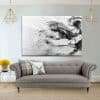 תמונת קנבס - אבסטרקט אקרילי שחור לבן לסלון לעיצוב הבית