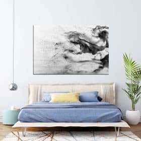תמונת קנבס - אבסטרקט אקרילי שחור לבן לסלון לעיצוב הבית