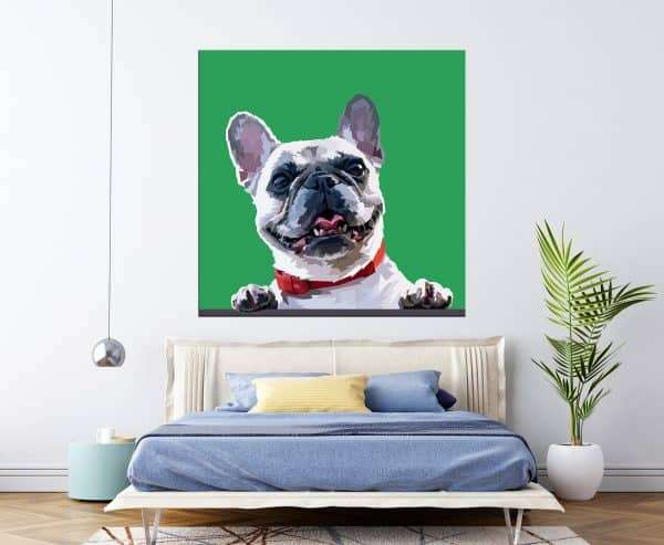 תמונת קנבס בולדוג פופ ארט ירוק לסלון או לחדר שינה לעיצוב הבית
