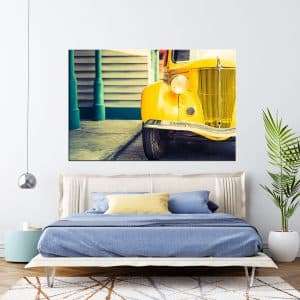 תמונת קנבס וינטג' צהובה לסלון לעיצוב הבית