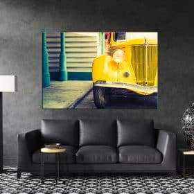 תמונת קנבס וינטג' צהובה לסלון לעיצוב הבית