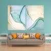 זוג תמונות זכוכית - אבסטרקט מים פאסטליים לעיצוב הבית על קיר בסלון