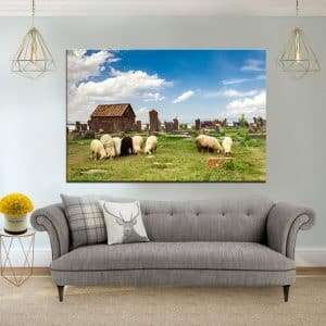 תמונת קנבס כבשים בהפסקת צהריים לסלון לעיצוב הבית