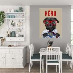 תמונת קנבס כלב גיבור על לסלון לעיצוב הבית