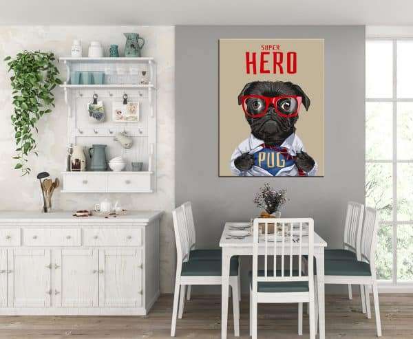 תמונת קנבס כלב גיבור על לסלון לעיצוב הבית