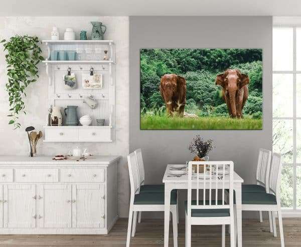 תמונת קנבס הפילים המהלכים לסלון לעיצוב הבית