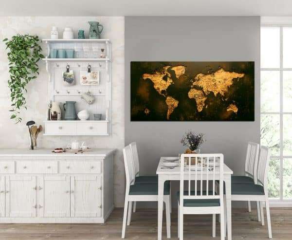 תמונת קנבס מפת עולם וינטג לסלון לעיצוב הבית