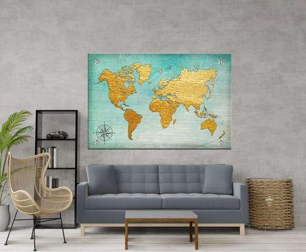 תמונת אומנות - מפת עולם רטרו לסלון לעיצוב הבית