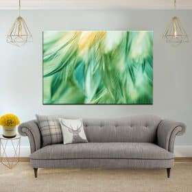 תמונת קנבס נוצות ירוקות לסלון לעיצוב הבית