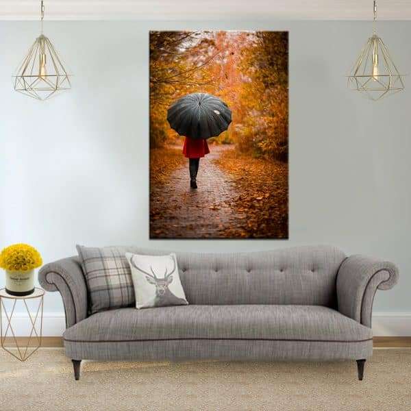 תמונת קנבס נערה עם מטריה לסלון לעיצוב הבית