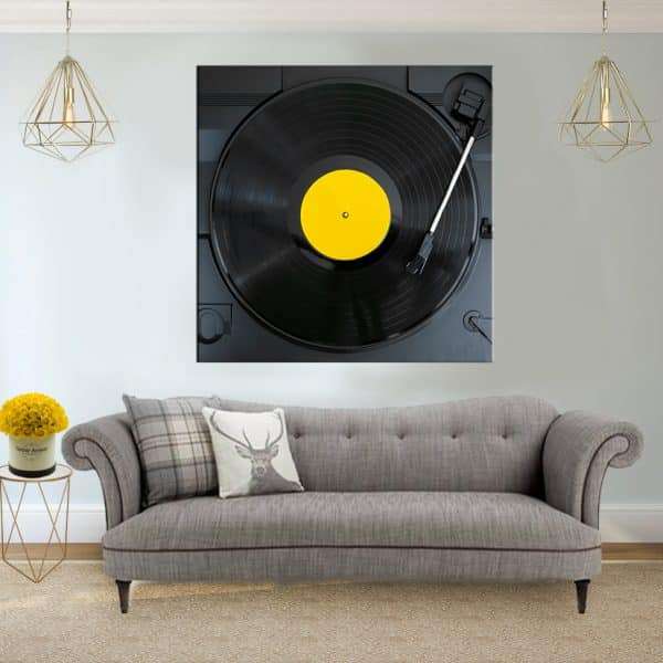תמונת קנבס - פטיפון והתקליטור הצהוב לסלון לעיצוב הבית