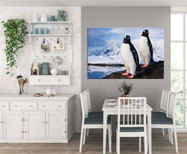 תמונת קנבס פינגווינים בעמדת תצפית לסלון לעיצוב הבית