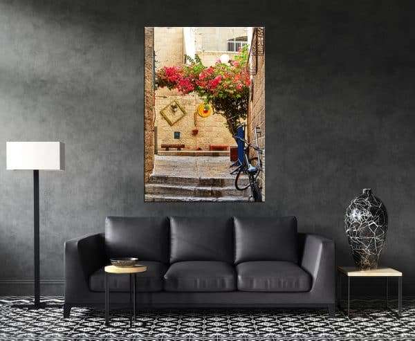 תמונת קנבס שכונה ירושלמית קלאסית לסלון לעיצוב הבית