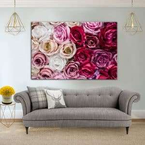 תמונת קנבס - פרחי שושנה ורדרדים לסלון לעיצוב הבית