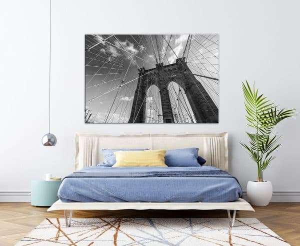 תמונת קנבס גשר ברוקלין שחור לבן לסלון לעיצוב הבית
