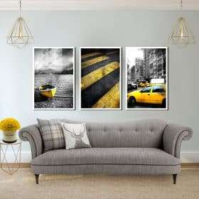 סט תמונות - עולם צהוב מעוצב לסלון ולמטבח לעיצוב הבית
