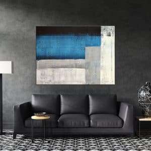 תמונת קנבס אבסטרקט שחור אפור כחול לסלון לעיצוב הבית