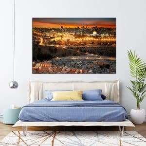 תמונת קנבס הזריחה-בירושלים-הקדושה לסלון לעיצוב הבית