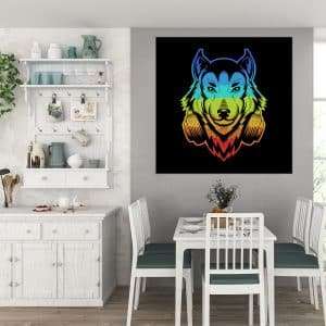 תמונת קנבס זאב צבעוני לסלון לעיצוב הבית