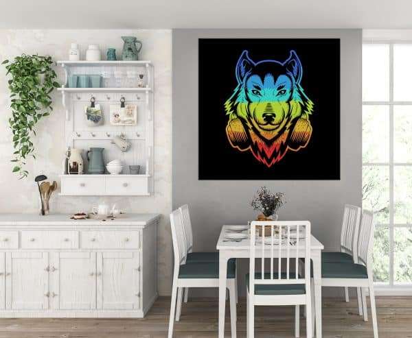 תמונת קנבס זאב צבעוני לסלון לעיצוב הבית