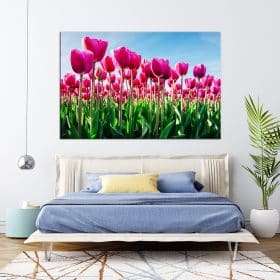 תמונת קנבס פרחי הצבעוני ורוד לסלון לעיצוב הבית