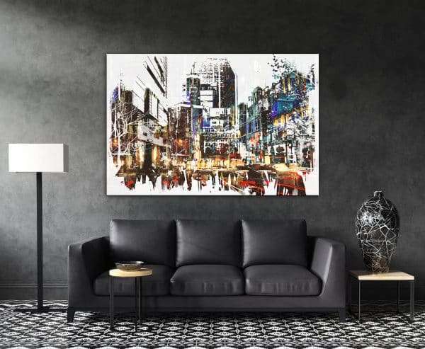 תמונת קנבס אבסטרקט תנועת האנשים בעיר לסלון לעיצוב הבית