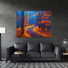 תמונת קנבס השביל ביער הכתום לסלון לעיצוב הבית