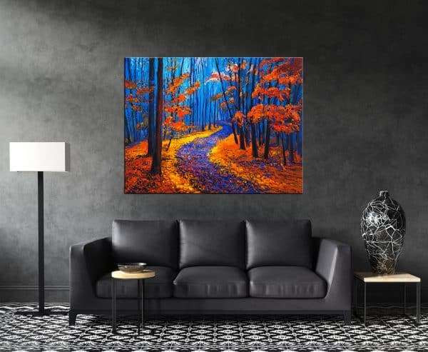 תמונת קנבס השביל ביער הכתום לסלון לעיצוב הבית