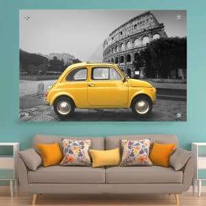 תמונת זכוכית - הקלסיקה הצהובה ברומא לעיצוב הבית על קיר בסלון