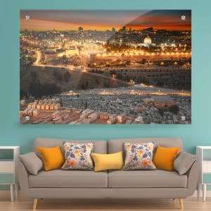 תמונת זכוכית - תמונת זכוכית - זריחה בירושלים הקדושה לעיצוב הבית על קיר בסלון לעיצוב הבית על קיר בסלון