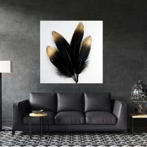תמונת קנבס נוצות יוקרה שחורות לסלון לעיצוב הבית