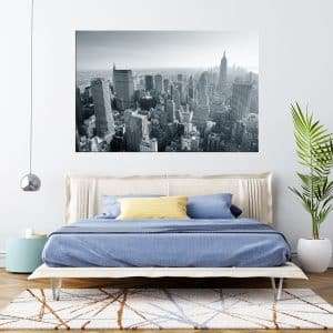 תמונת קנבס ניו יורק שחור לבן אווירי לסלון לעיצוב הבית