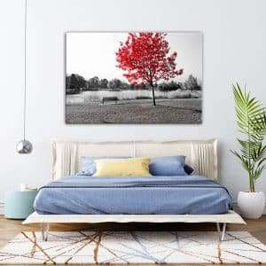 תמונת קנבס עץ עלי האדום לסלון לעיצוב הבית