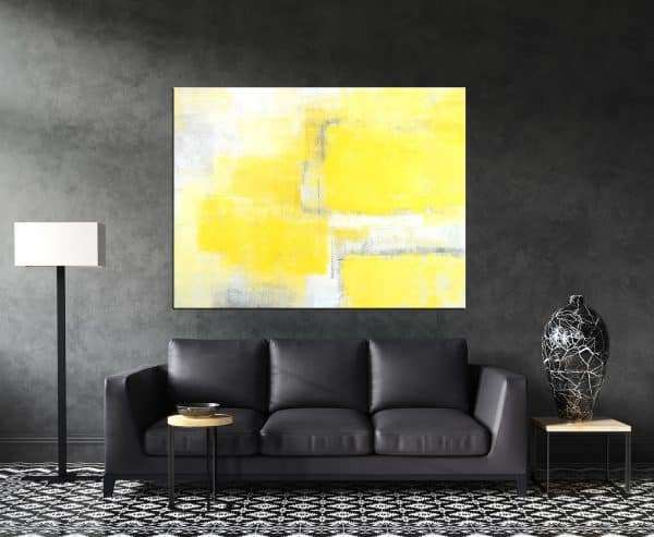 תמונת קנבס אבסטרקט צהוב אפור לסלון לעיצוב הבית