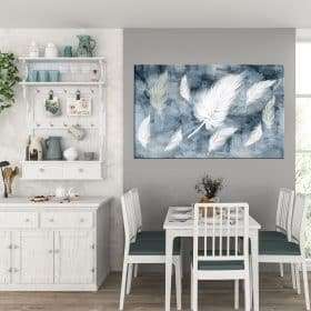 תמונת קנבס אבסטרקט נוצות הלבנה לסלון לעיצוב הבית