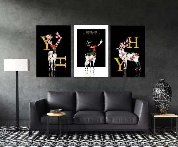 תמונת קנבס איילי פרחים אופנתיים לסלון לעיצוב הבית