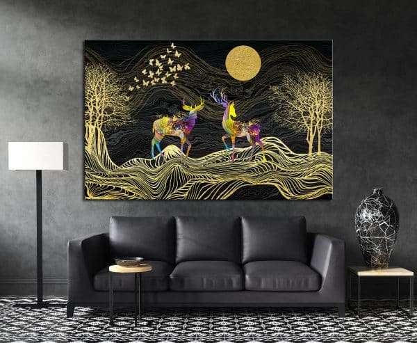תמונת קנבס האיילים הצבעוניים לסלון לעיצוב הבית