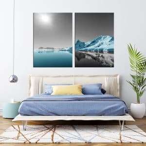 זוג תמונות קנבס הקוטב הכחול לסלון לעיצוב הבית, לחדרי שינה או למטבח