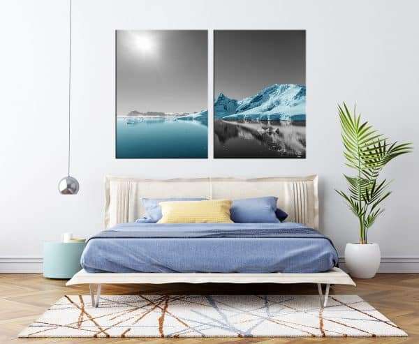 זוג תמונות קנבס הקוטב הכחול לסלון לעיצוב הבית, לחדרי שינה או למטבח