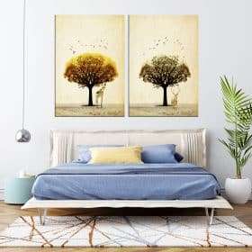 תמונת קנבס עץ הג'רף ועץ האייל לסלון לעיצוב הבית