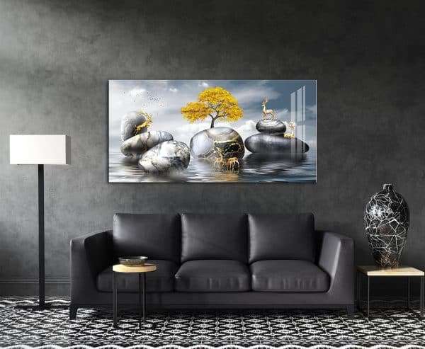 תמונת קנבס אבני שיש האיילים לסלון לעיצוב הבית
