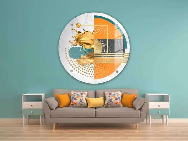 תמונת זכוכית אבסטרקט צורות מודרני 2 לעיצוב הבית על קיר בסלון