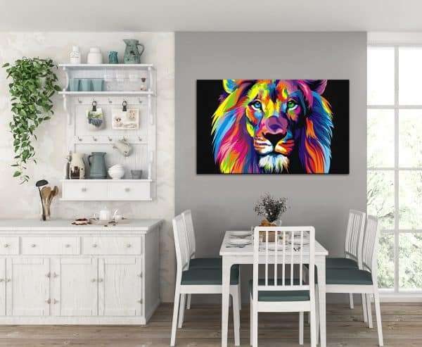תמונת קנבס אריה אבסטרקטי צבעוני לסלון לעיצוב הבית