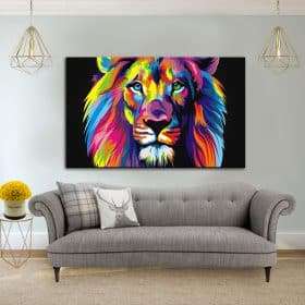 תמונת קנבס אריה אבסטרקטי צבעוני לסלון לעיצוב הבית