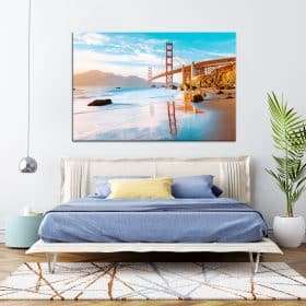 תמונת קנבס גשר הזהב ביום בהיר לסלון לעיצוב הבית